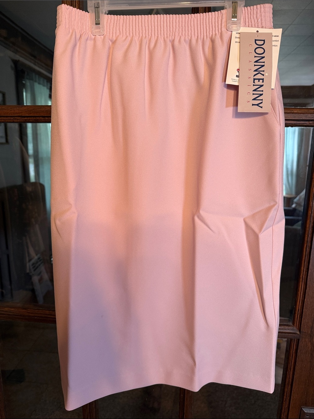 Donnkenny Classics Pink Elastic Waist Pencil Skirt Side Pockets Size 14‎ NWT USA